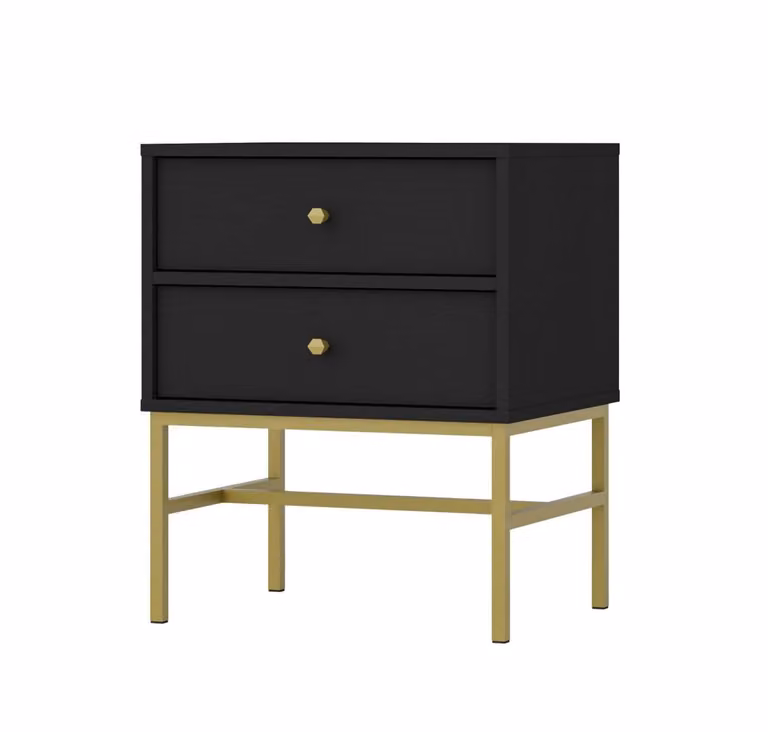 Comodino IROS 3 - nero grafite / oro