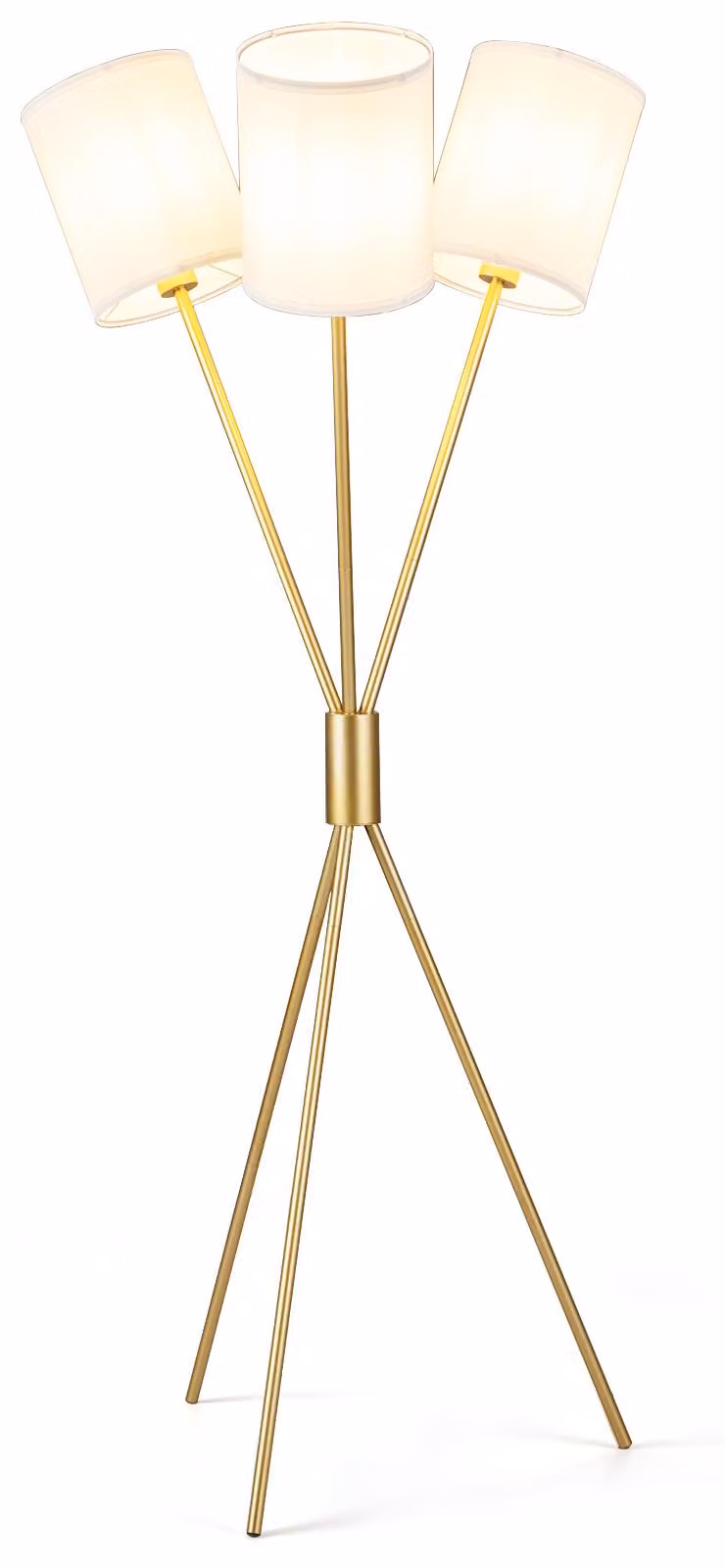 COSTWAY Lampada da terra, 160 cm, con 3 paralumi in tessuto, interruttore a pedale, attacco E27 e struttura in metallo, ideale come lampada da lettura o lampada da terra