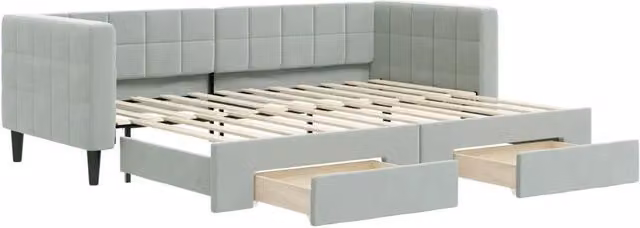 Divano letto | Sof¨¤ letto | Letto singolo Estraibile Cassetti Grigio Chiaro 80x200cm Velluto