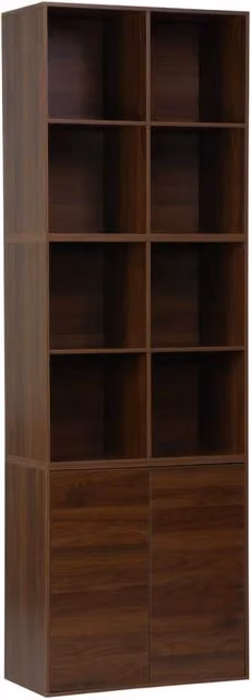 Libreria modulare in legno 3 elementi, 2 ante 8 vani, noce