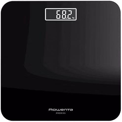 Bilancia pesapersone elettronica digitale Rowenta Premiss BS1800 nera con display e base in vetro