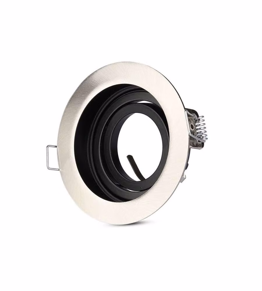 Portafaretto LED da Incasso Rotondo GU10 e GU5.3 (MR16) Colore Nichel Satinato Orientabile