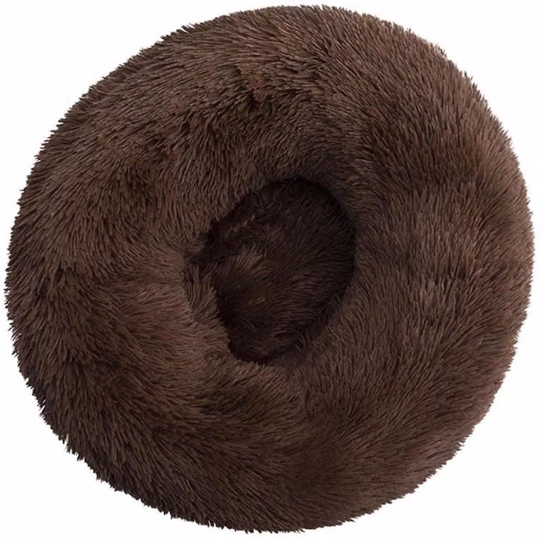 Cuccia per cani, forma rotonda, 40 cm di diametro, colore marrone, lavabile, imbottitura in materiale sintetico morbido, rivestimento in polipropilene e cotone