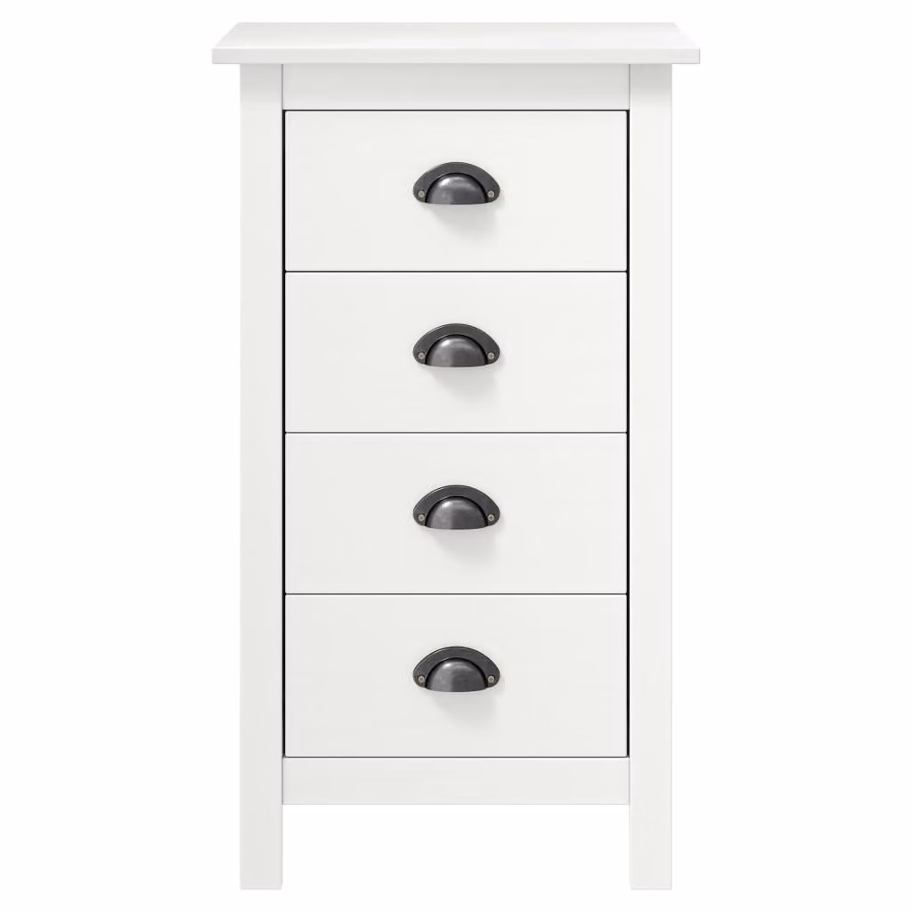 Credenza Hill Bianca 46x35x80 cm in Legno Massello di Pino