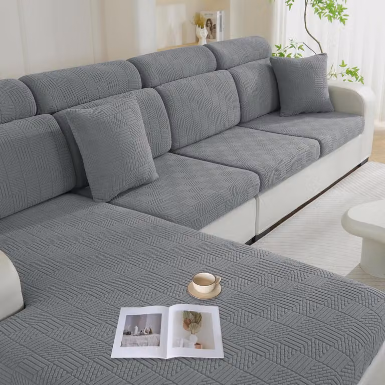 Copertura elastica impermeabile per cuscini di divano, colore grigio chiaro, adatta per divani a 1, 2 o 3 posti e divani angolari