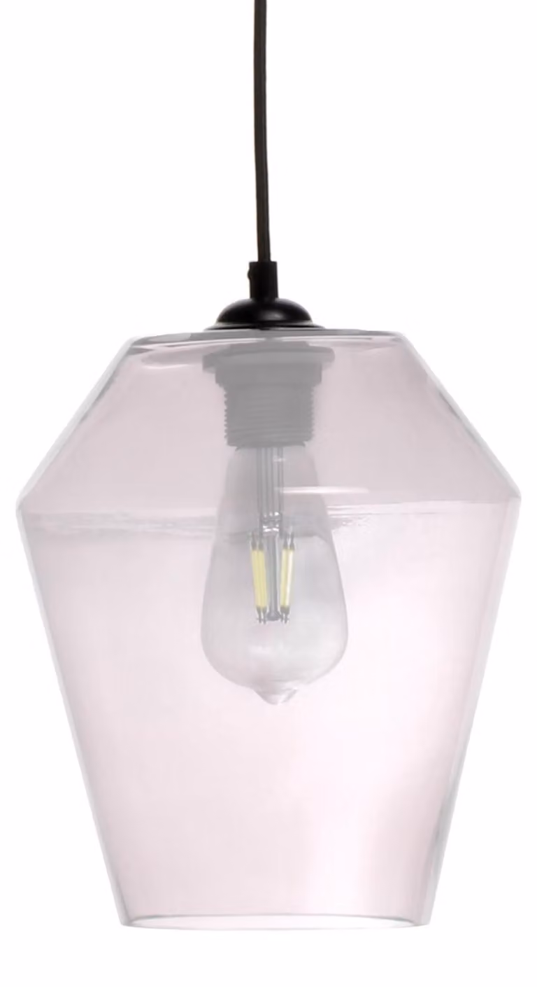 Lampada a sospensione Padiro, 21 x 21 x 30 cm, viola, vetro, paralume in vetro squadrato, attacco E27