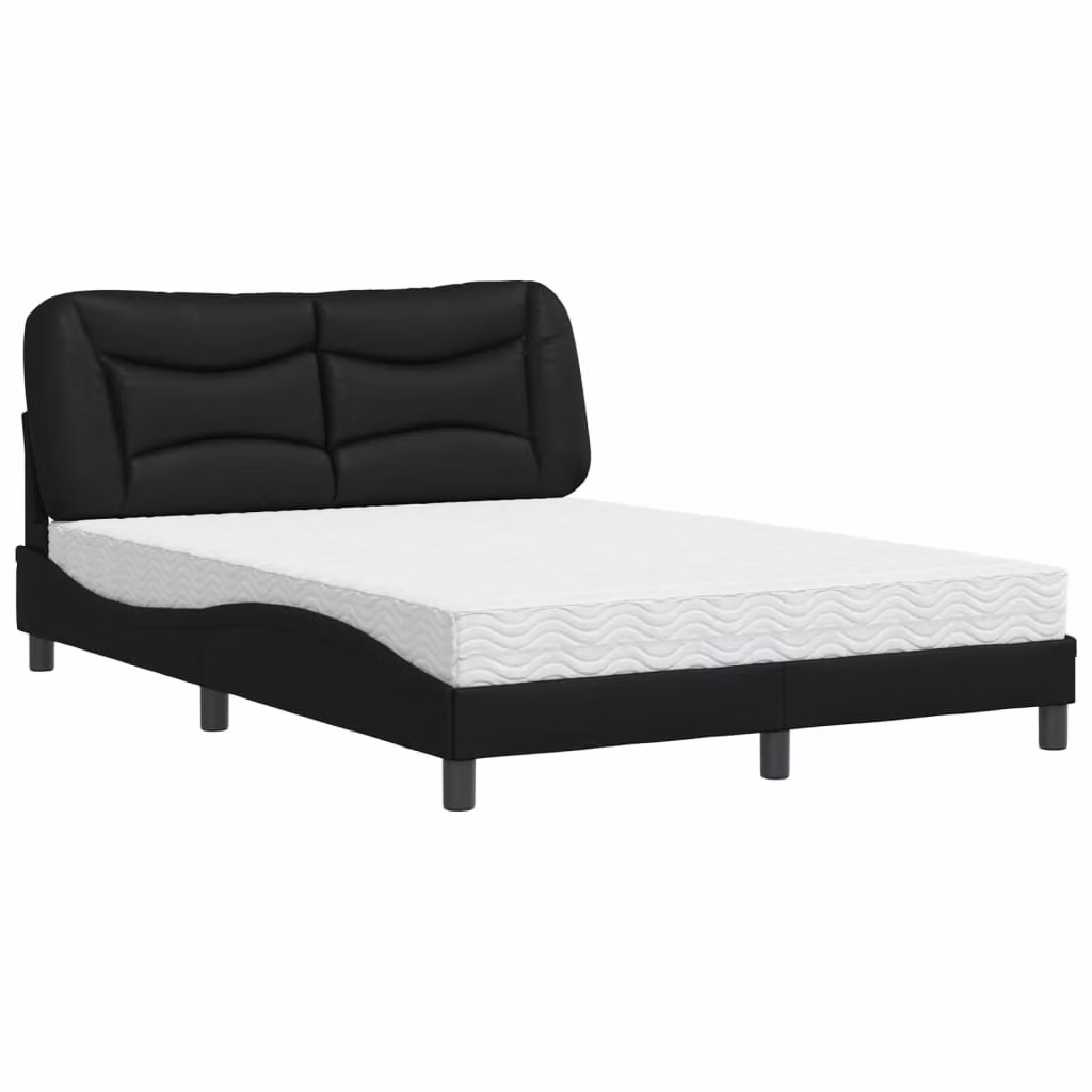 Letto con Materasso Hvar Nero 120x200 cm in Pelle finta