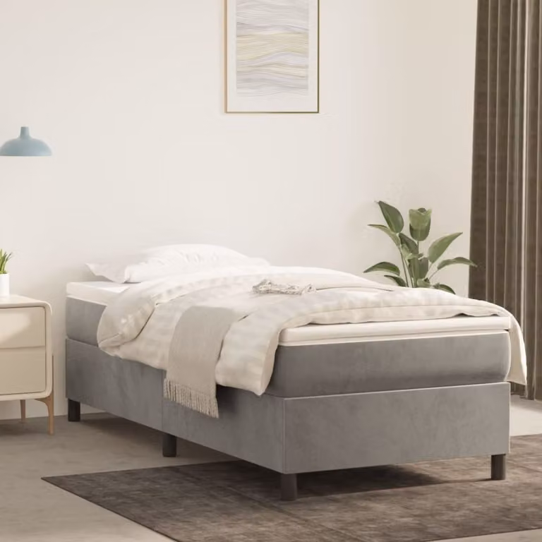 The Living Store Letto a molle insacchettate Grigio chiaro 90x200 cm Velluto
