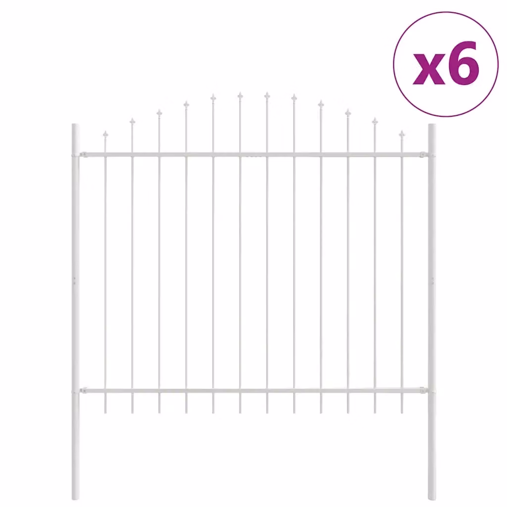 Set di 6 recinzioni per giardino vidaXL in acciaio verniciato a polvere bianco, H: 170 cm, L: 165 cm – 2