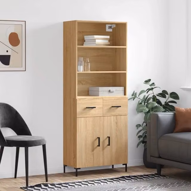 Credenza-Buffet-Armadio da cucina Rovere Sonoma 69,5x34x180 cm in Legno Multistrato 752665