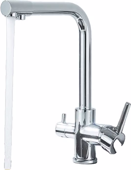 Rubinetto da cucina, superficie cromata, alimentazione acqua calda e fredda, cromo