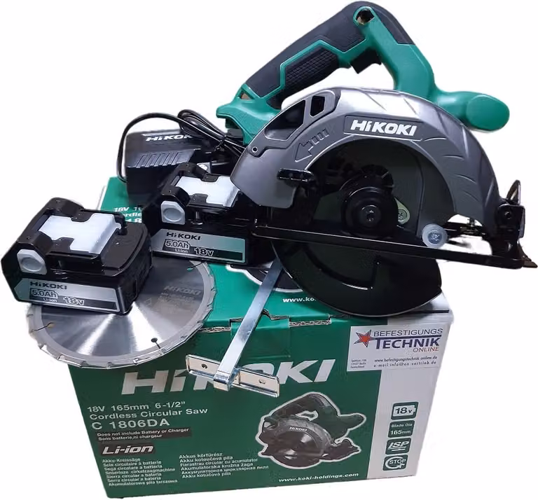 HIKOKI 18V C1806DAW4Z Sega circolare a batteria Sega circolare C1806DA 2x5,0Ah batteria + caricabatterie