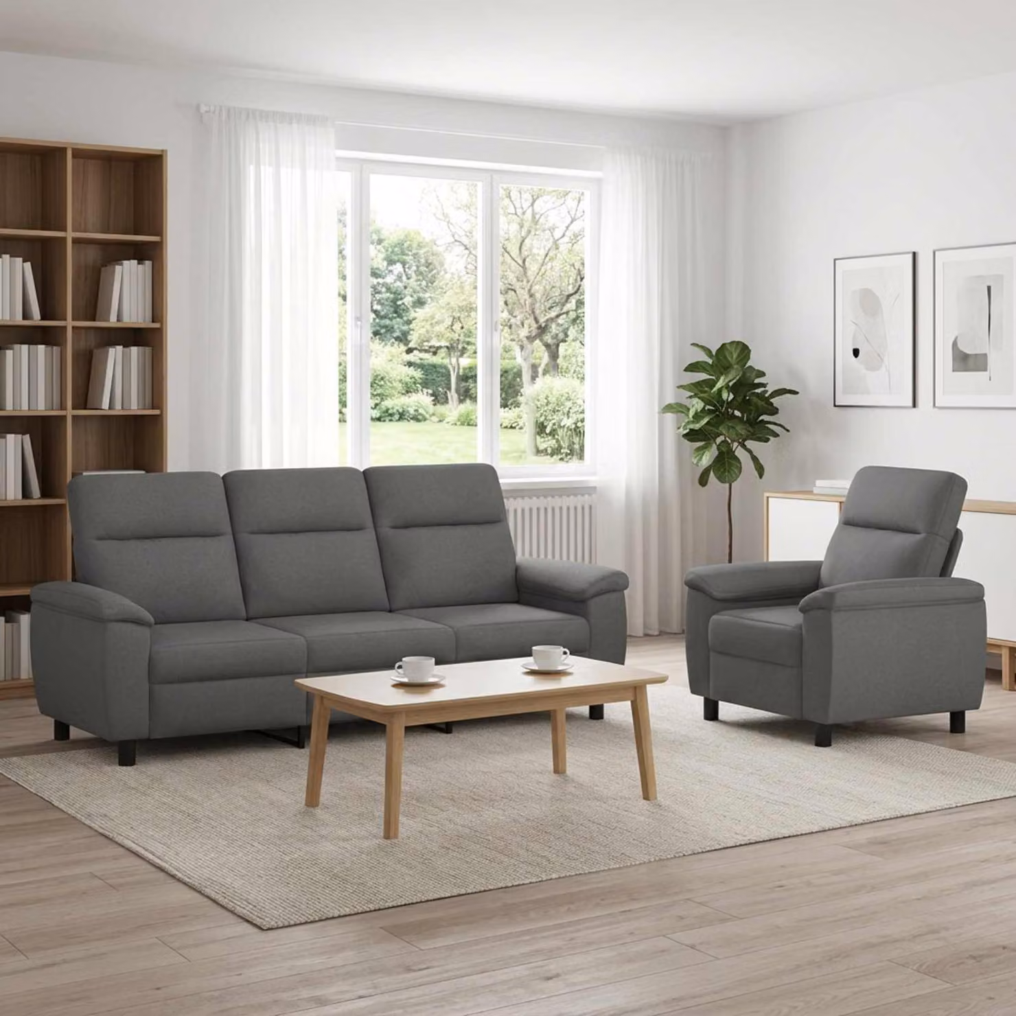 Set di 2 divani moderni vidaXL in tessuto grigio con struttura in metallo per il tuo soggiorno