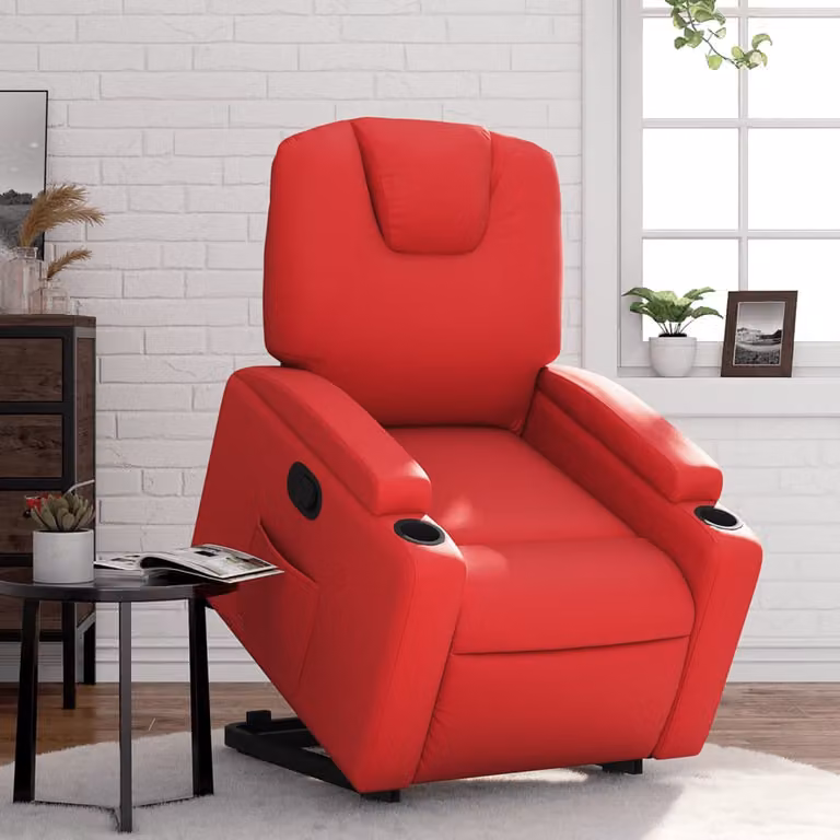 vidaXL Poltrona Alzapersona Reclinabile con Assistenza Elettrica in Similpelle Rossa