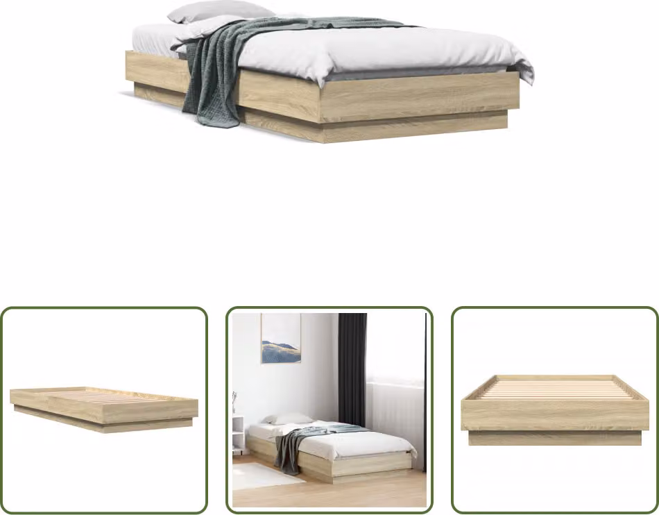 The Living Store struttura letto rovere Sonoma 100x200 cm materiale a base di legno