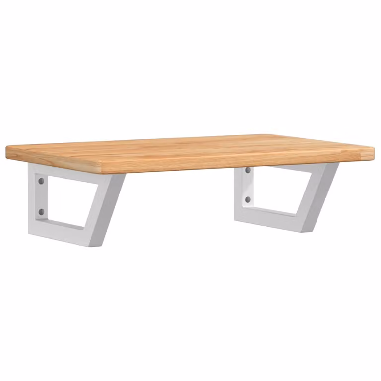 Ripiano a Parete per Lavabo in Acciaio e Massello di Rovere