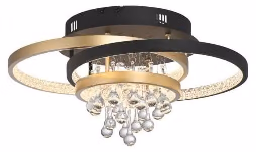 Lampada da soffitto a LED Paul Neuhaus con cristalli, dimmerabile tramite interruttore a muro, modello decorativo nero/ottone, per soggiorno, corridoio, camera da letto