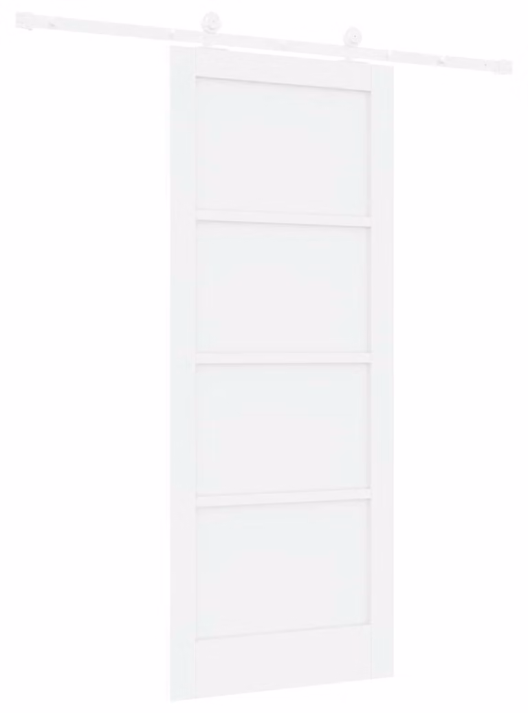 Porta scorrevole Bianco 83 x 202 cm Legno Massello di Pino
