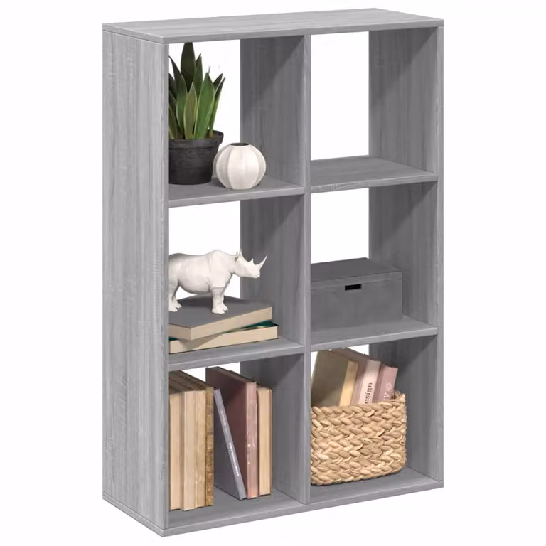 Libreria Divisorio vidaXL Grigio Sonoma in MDF con Design Moderno L: 69,5 cm, P: 29 cm, H: 103,5 cm