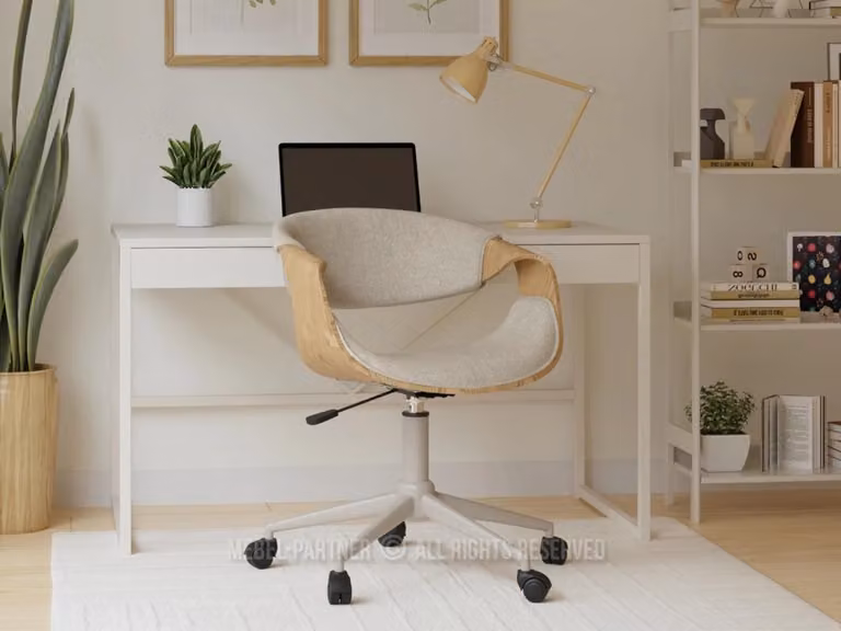 Sedia girevole di design ENIGER - beige / rovere