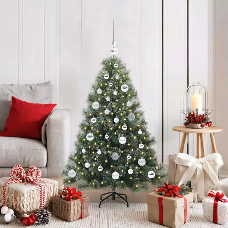 Albero di Natale artificiale vidaXL verde con 150 LED luce bianca calda in PE e PVC, Altezza: 120 cm