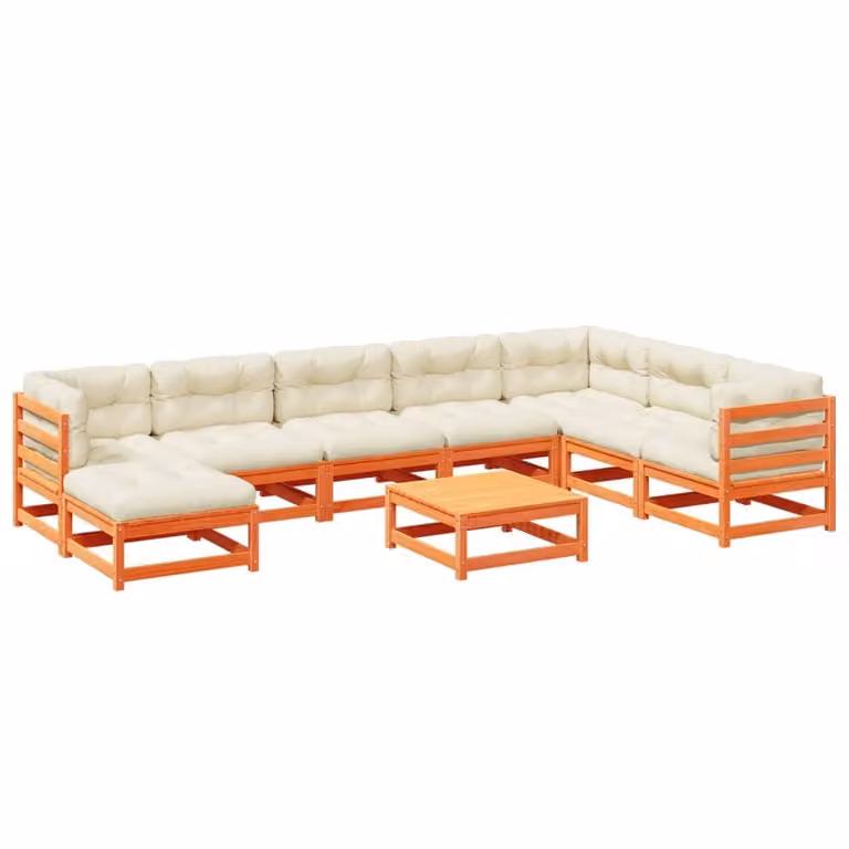 Maison Exclusive - Set Divani Giardino 9 pz con Cuscini Marrone Cera Massello Pino