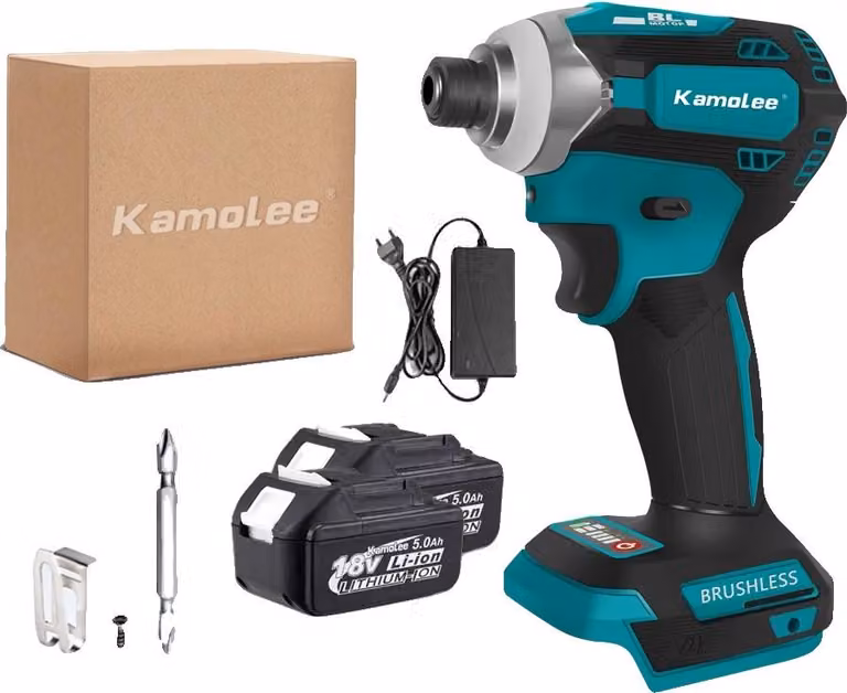 Avvitatore a batteria, 18 V, motore brushless, 3300 giri/min, 2 batterie da 50 Ah, confezione in cartone, UE