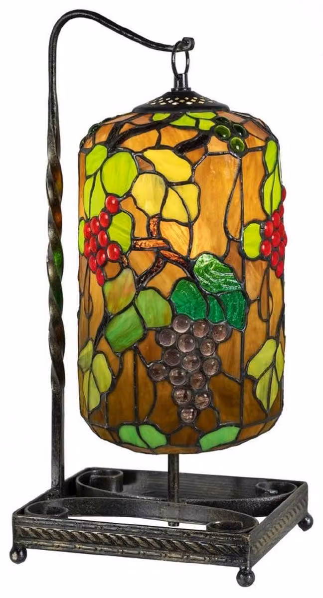 Casa Padrino Lampada da tavolo Tiffany Multicolore / Nero 17 x 17 x H. 45 cm - Lampada da tavolo Tiffany - Interni - Illuminazione Art Deco - Luci Tiffany