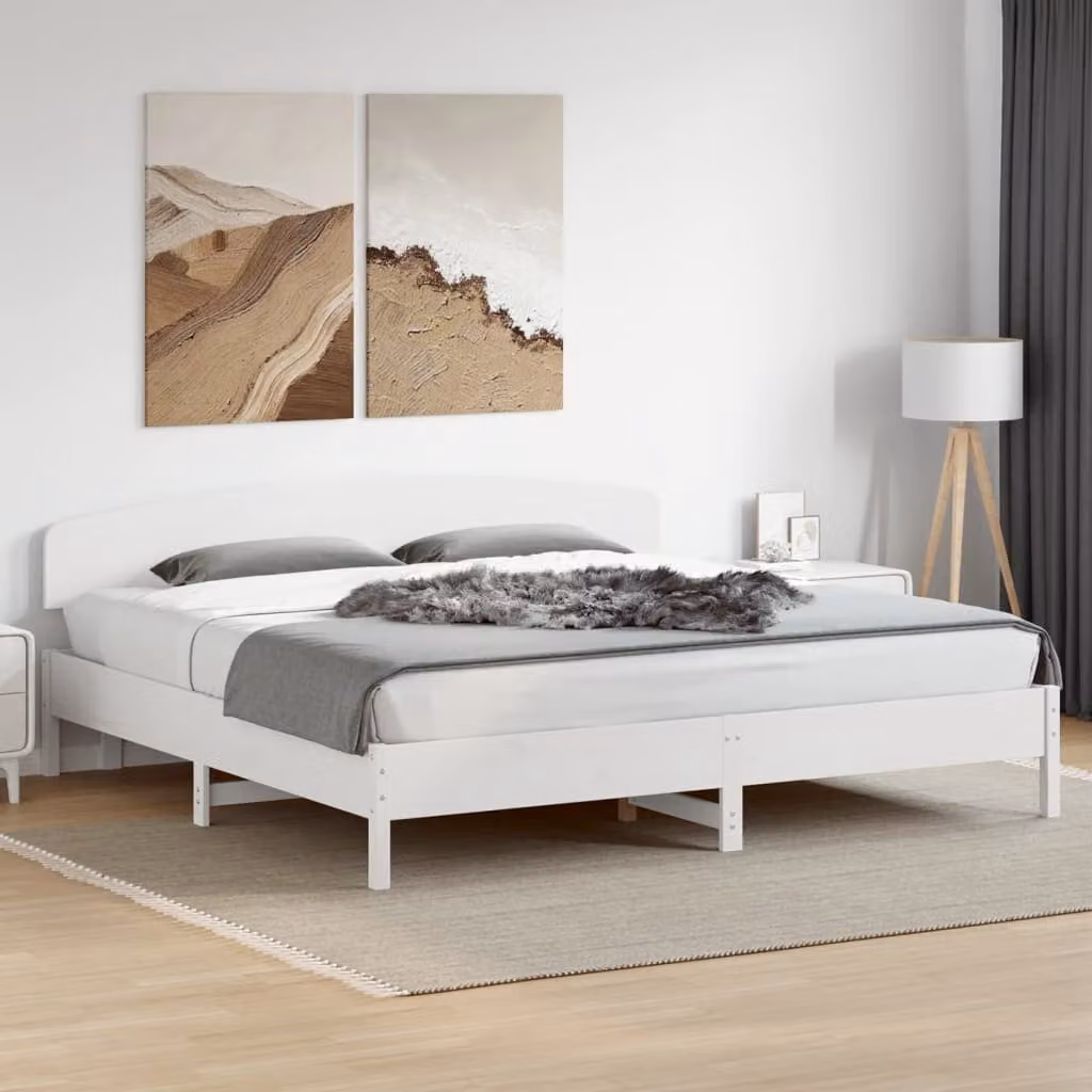 vidaXL Giroletto in legno massello di pino bianco con doghe fisse 200x200 cm – 1