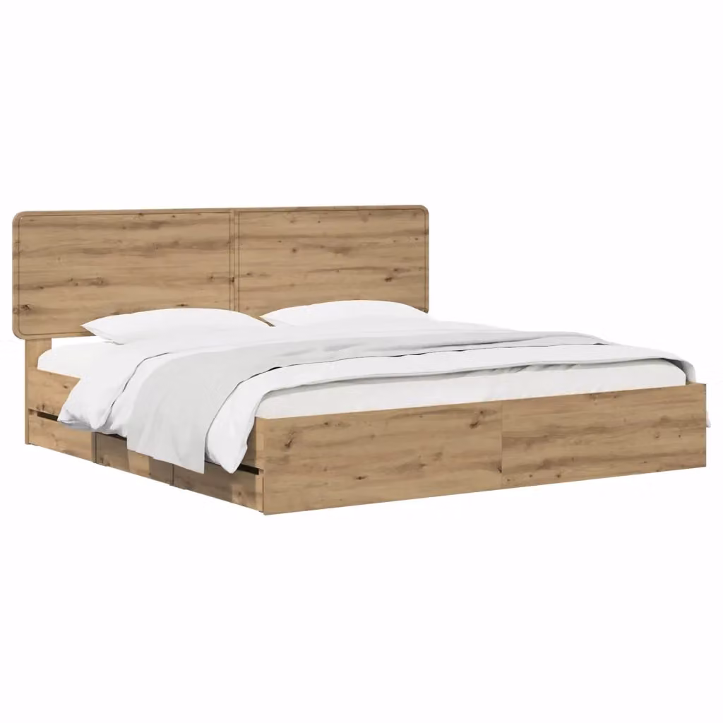 Letto con contenitore e testiera vidaXL in legno rovere, L/P/H: 180 x 200 x 100 cm – 2