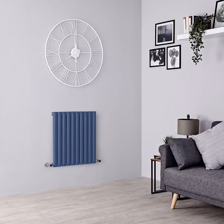 Radiatore di Design Orizzontale  Blu (Deep Sea Blu) -  635mm x 590mm  - Pannello Singolo  - Revive