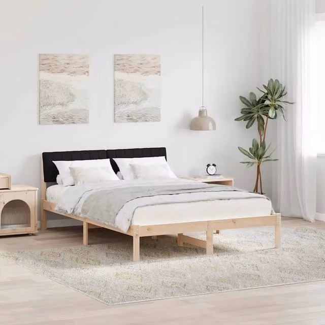 Struttura del letto con testiera-Giroletto con Testiera Marrone e nero 135 x 190 cm 945691