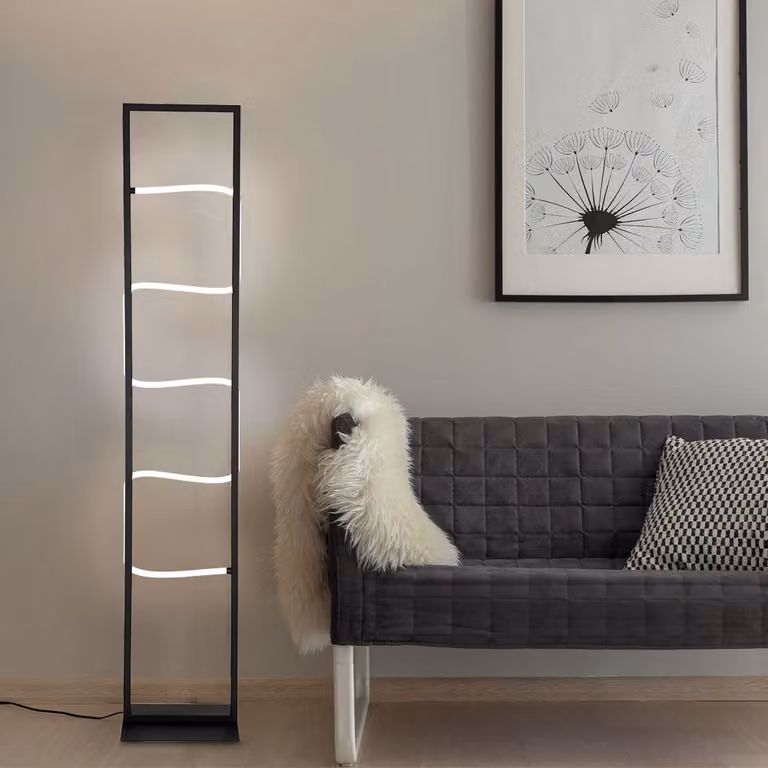 Lampada da terra a LED, metallo, nero, alluminio, bianco, H 135,4 cm