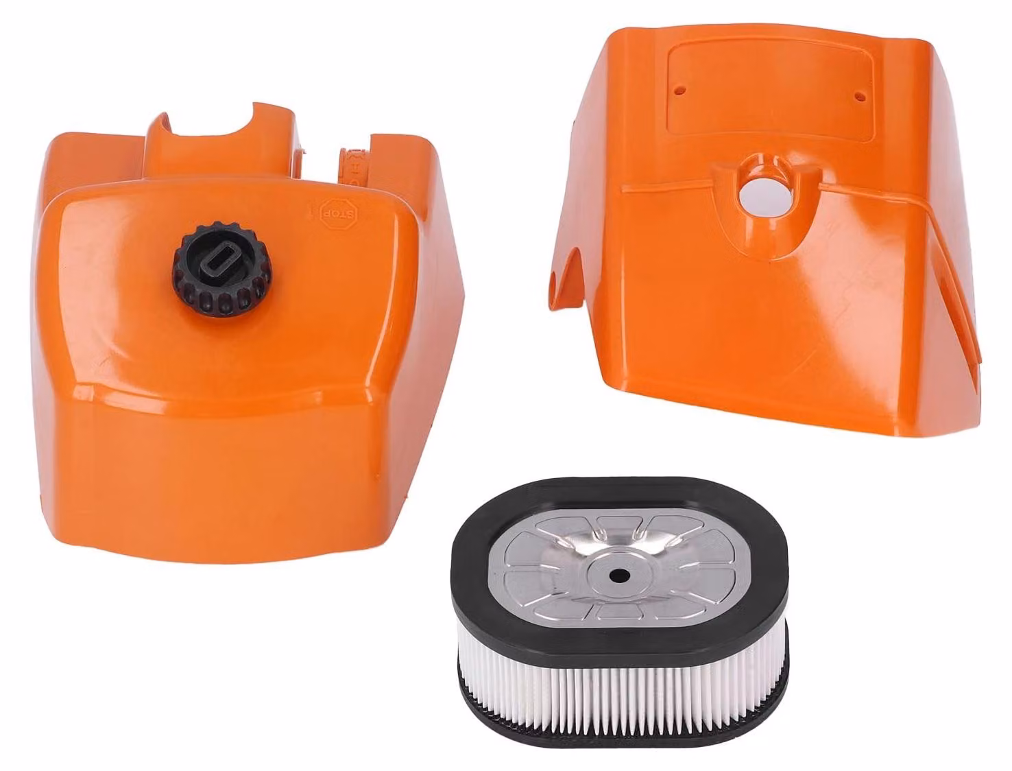 Filtro dell'aria, set di ricambio pratico: coperchio del filtro dell'aria, copertura del cilindro, accessori. Compatibile con motoseghe 066/MS660/MS650. Materiale: plastica. Peso: 330g. Ricambio per motoseghe