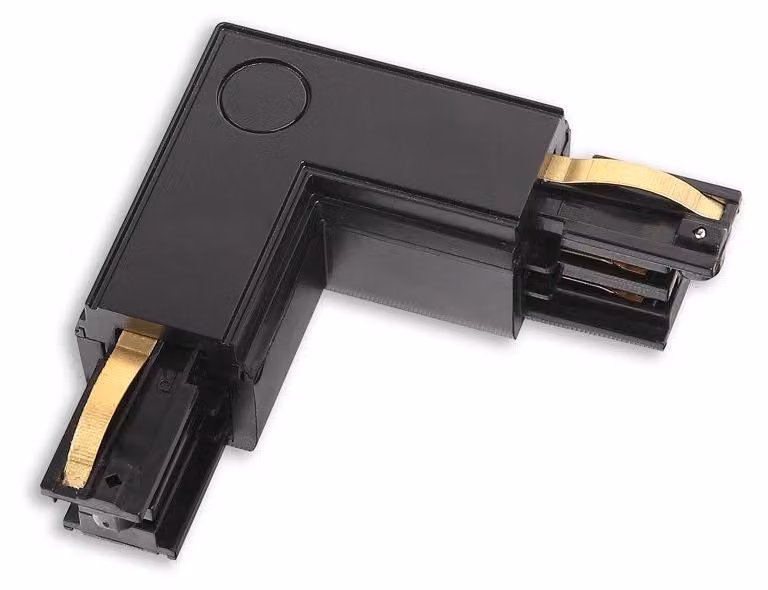 Connettore a "L" destro, colore nero, modello TRACK, marca DOBAC, codice MHT1-L/R-BK, serie MaxLight