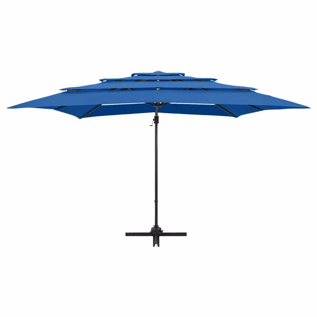 Ombrellone a sbalzo con palo in alluminio e copertura in poliestere Blu L: 250 cm, P: 250 cm – 2