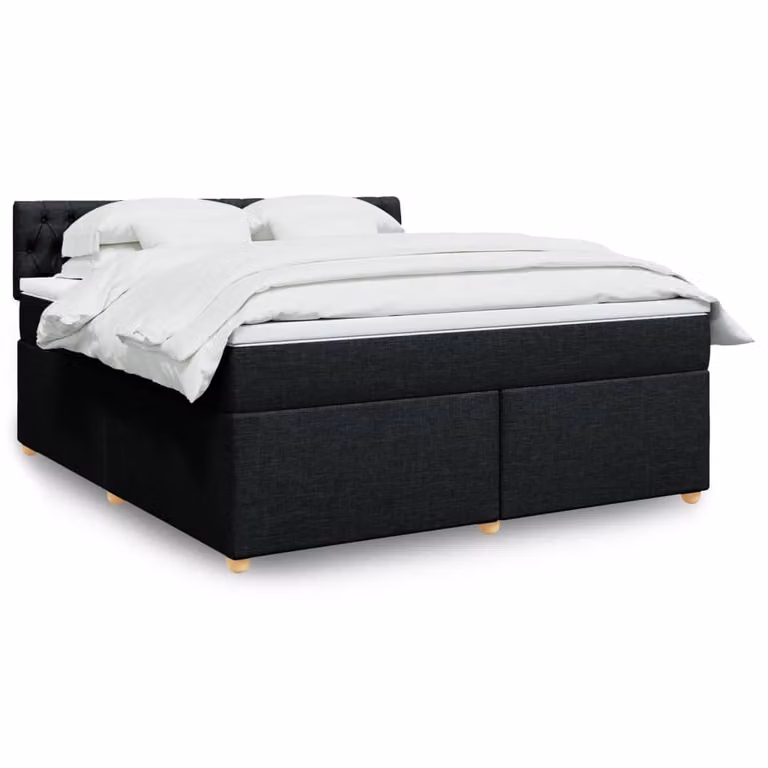 vidaXL Giroletto a Molle Ibrido con Materasso in Tessuto Nero L/P: 180 x 200 cm
