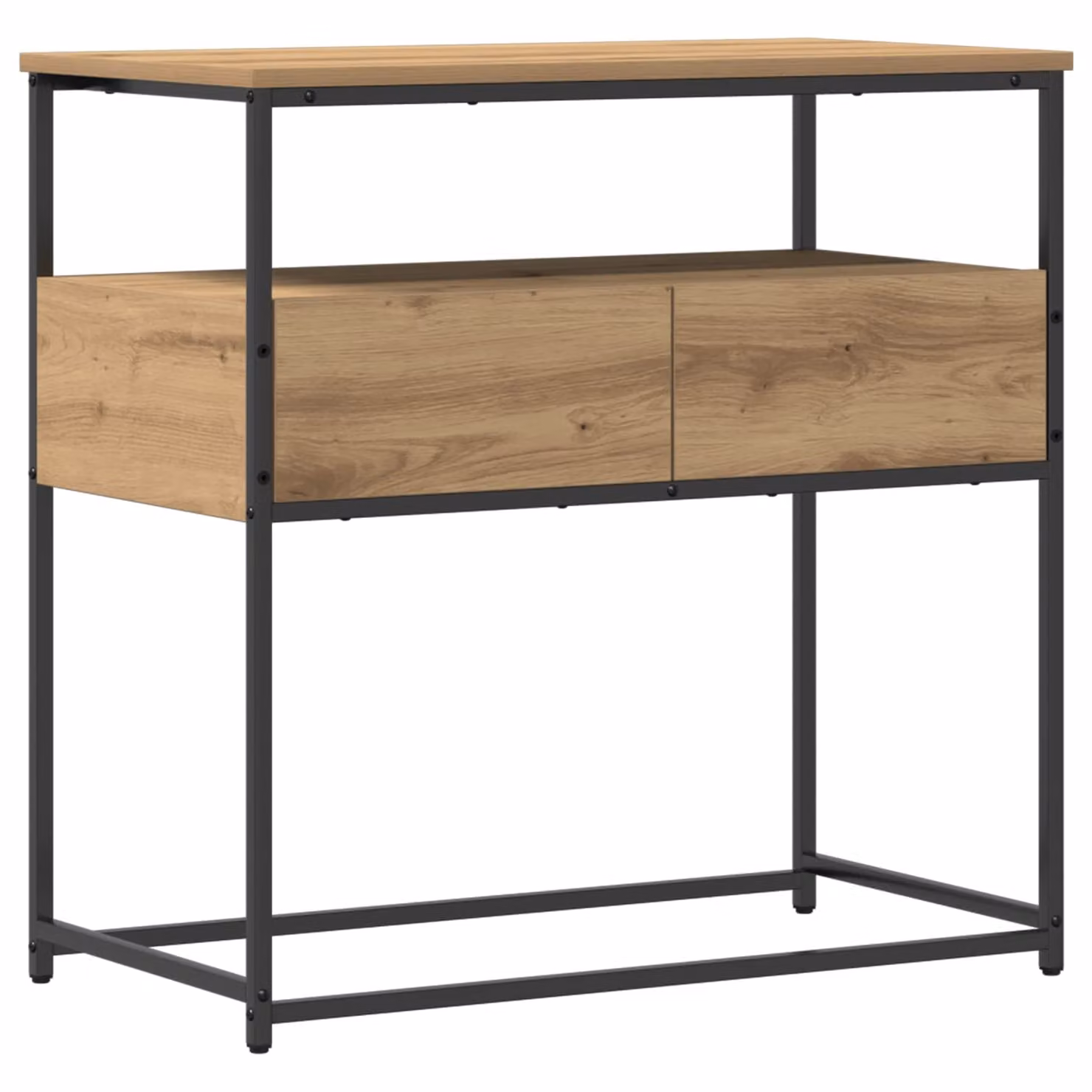 vidaXL Tavolo consolle in stile industriale color rovere, L/P/H: 75 x 40 x 75 cm