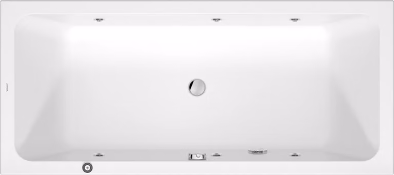 Duravit D-Code baignoire balnéo, 1800x800mm, 2 inclinaisons de dossier, Jet Project, rectangulaire, écoulement au pied, blanc brillant, 760672000JP1000, 760672000JP1000