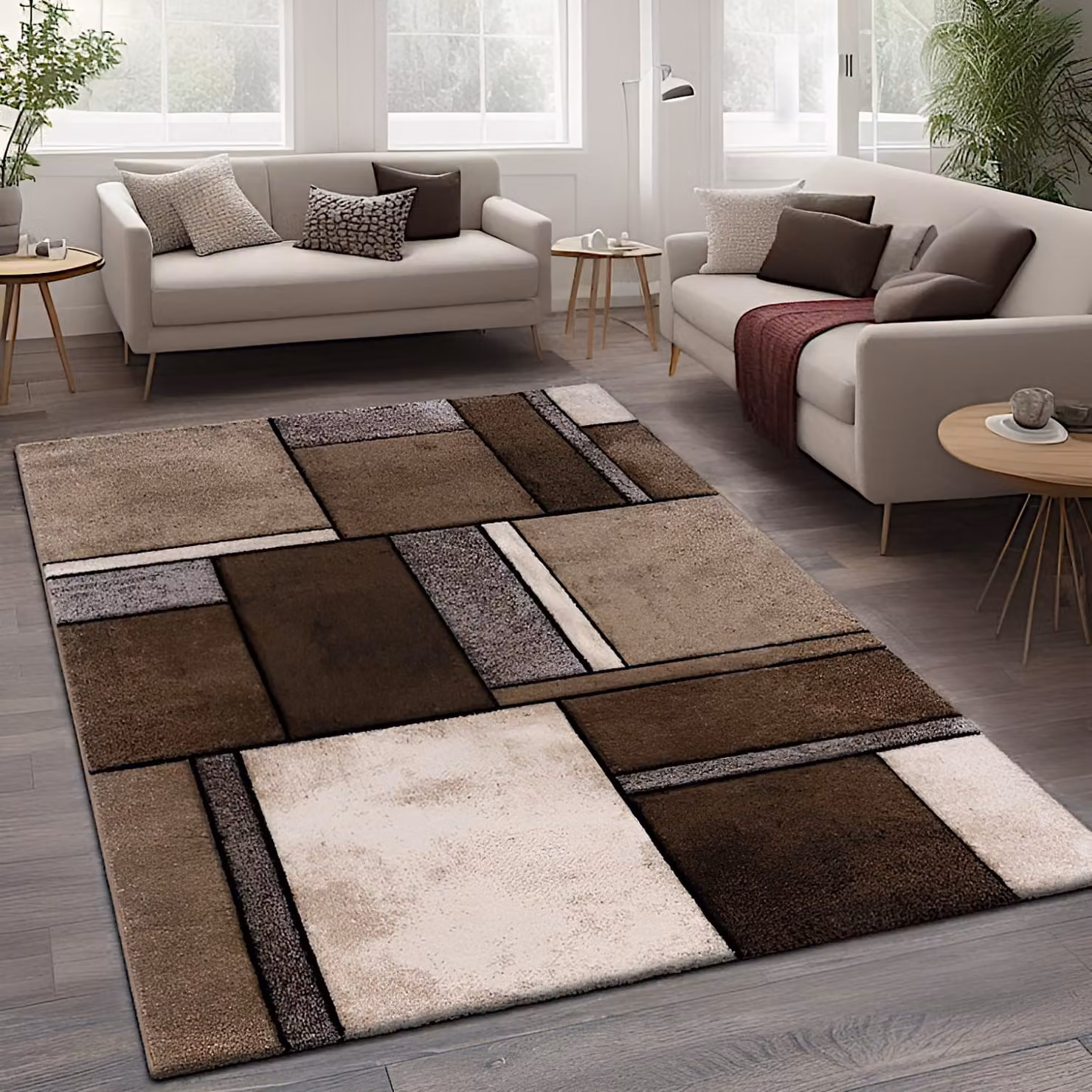 Tappeto moderno Bravo geometrico marrone e grigio L: 120 cm, P: 170 cm – 3