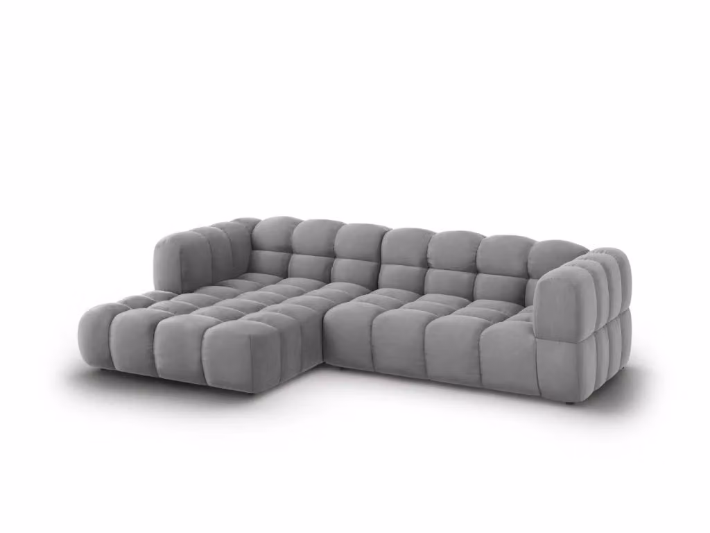 Divano angolare modulare Sky Cosmopolitan Design, 4 posti in velluto grigio, configurazione sinistra L/P/H: 272 x 162 x 75 cm – 2