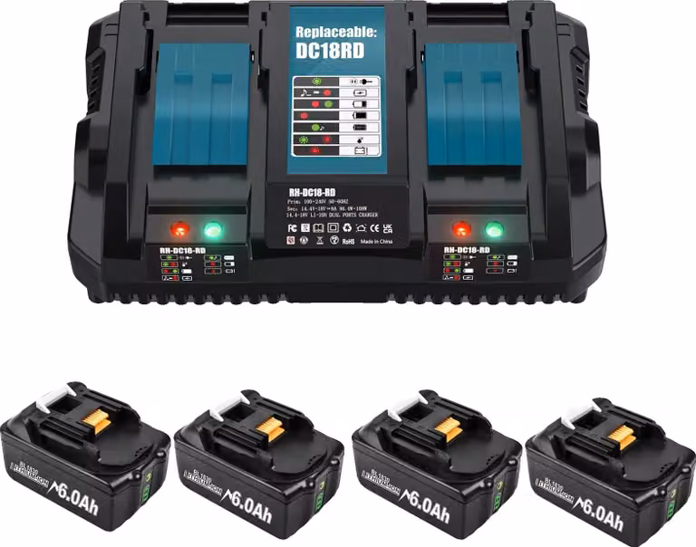 Batteria di ricambio, alta capacità 9000mAh, compatibile con diversi utensili elettrici, 4pcs 6.0 e 6a