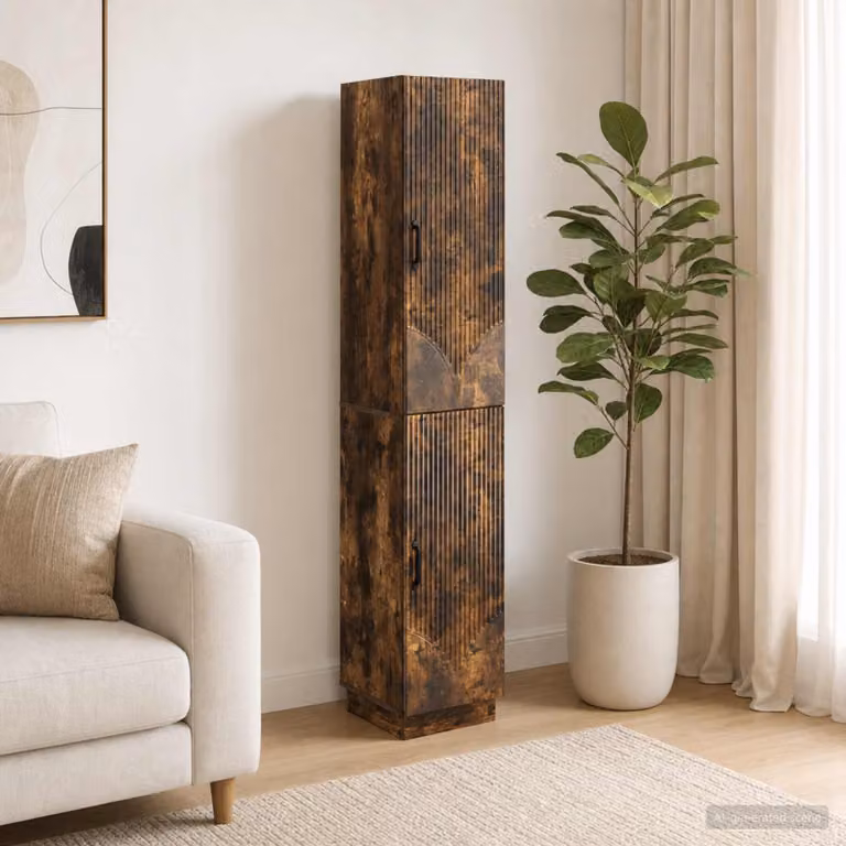 Set di 2 armadi moderni vidaXL in legno ingegnerizzato e MDF colore rovere fumo con ante a battente