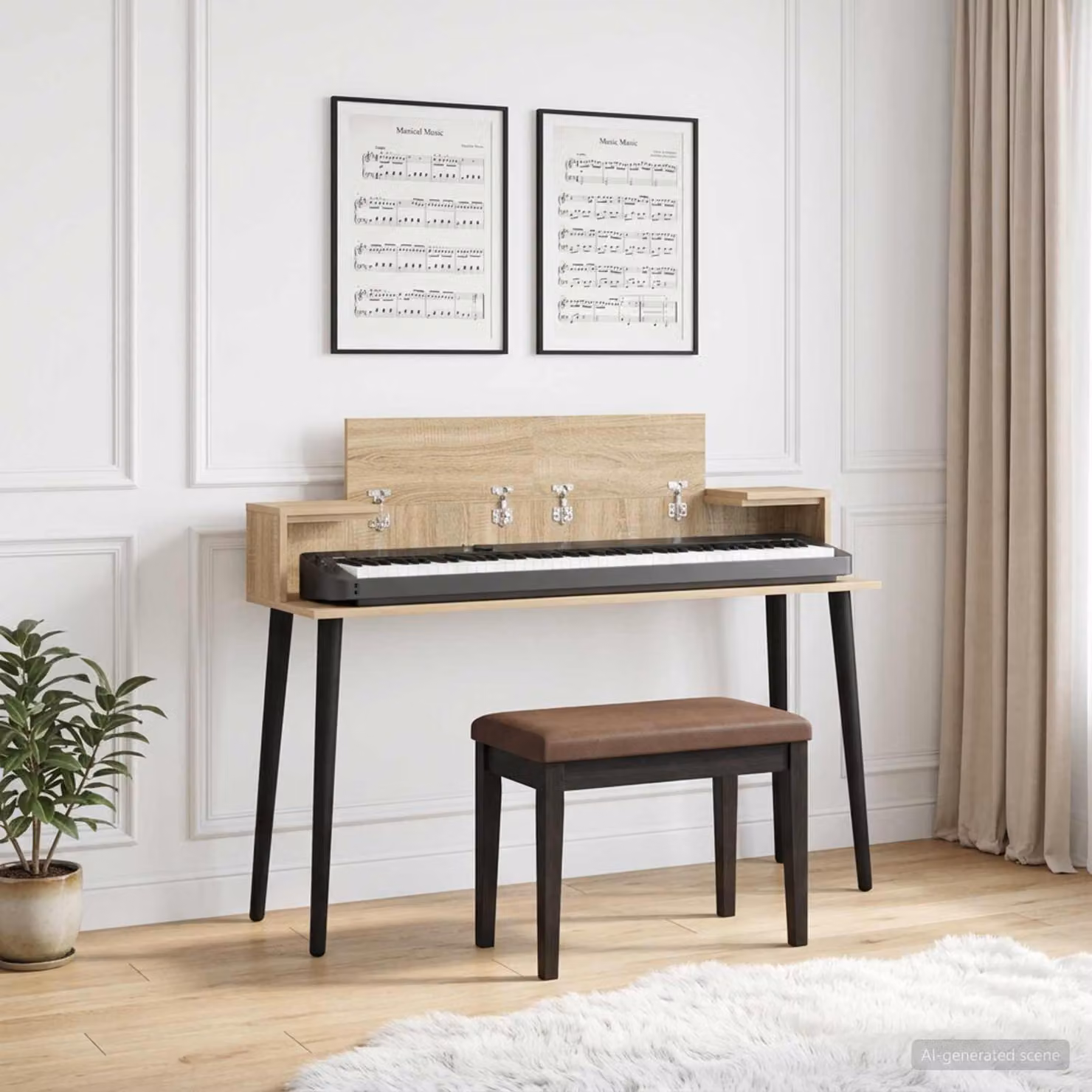 Scrivania da studio moderna vidaXL in rovere color marrone L: 152 cm, P: 36 cm, H: 19,5 cm