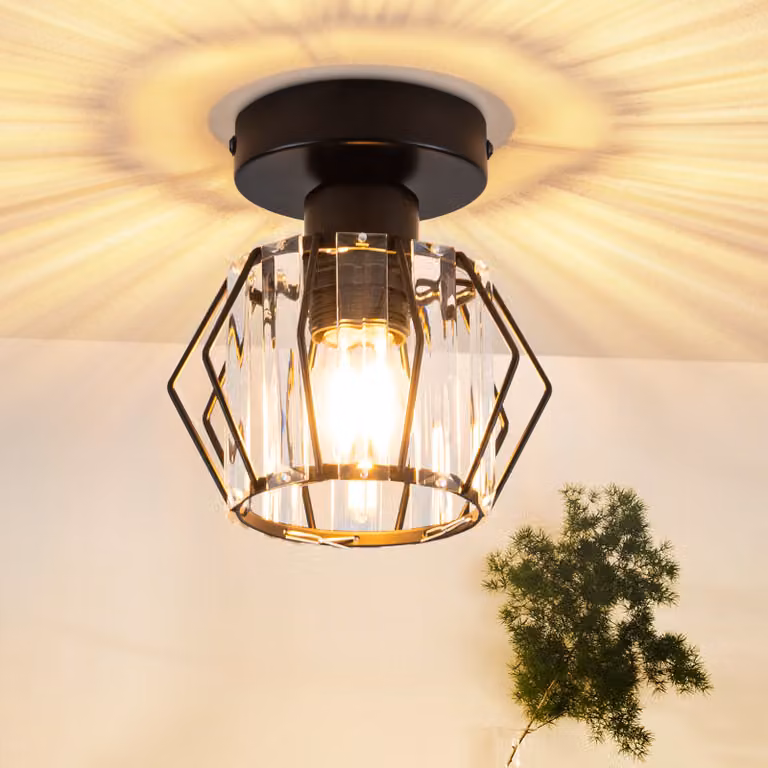 Lampada a soffitto ZMH, lampada da parete per corridoio, attacco E27, colore nero, lampada da cucina con struttura in metallo, illuminazione interna per corridoio, cucina, balcone, soggiorno, hotel