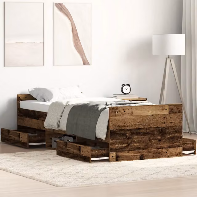 Giroletto senza Materasso-Struttura Letto Legno Antico 90x200cm in Truciolato 625625