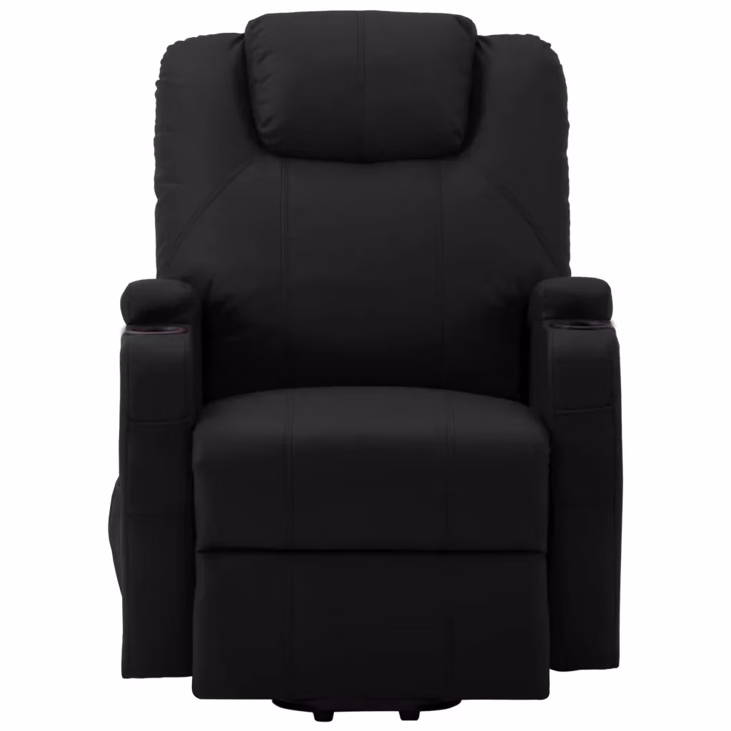 Poltrona Alzapersona con Assistenza Elettrica vidaXL in Similpelle Nera per Senior – 2