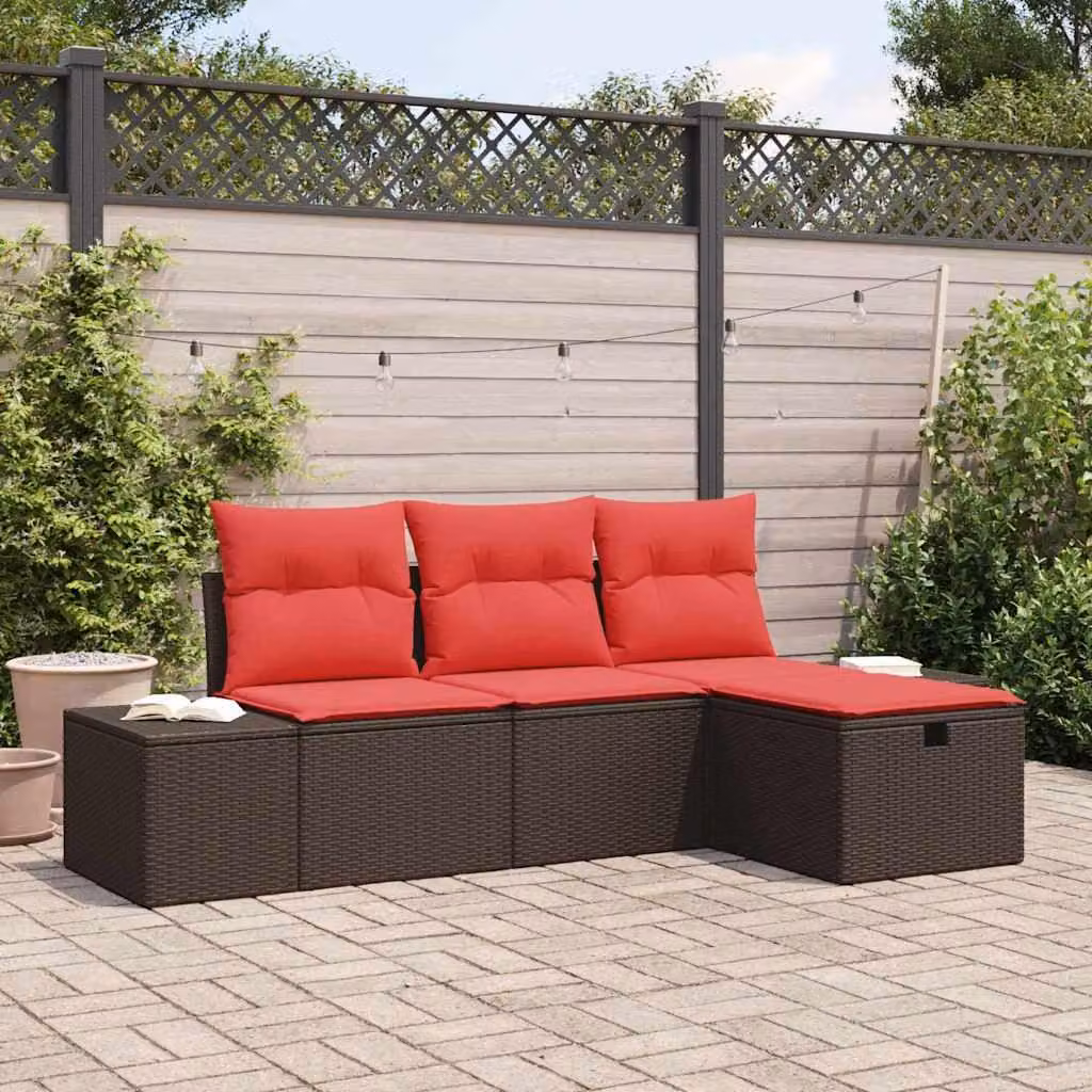 Maison Exclusive - Set da giardino composto da 4 pezzi, divano in rattan sintetico