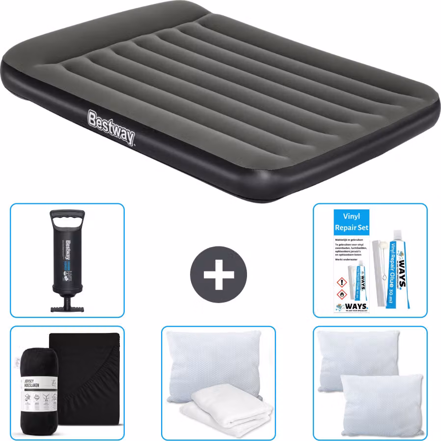 Materasso gonfiabile Bestway - Letto alla francese - 137 x 191 x 30 cm - Verde - Accessori inclusi