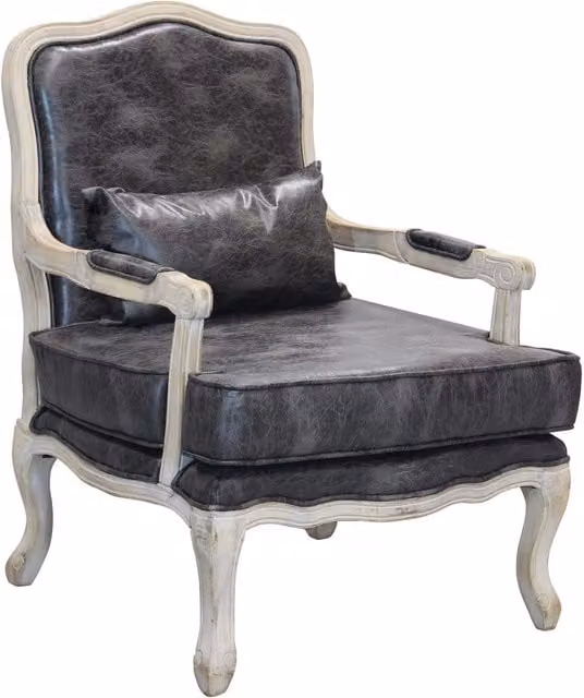 POLTRONA CHRISTY IN ECOPELLE VINTAGE DI COLORE GRIGIO